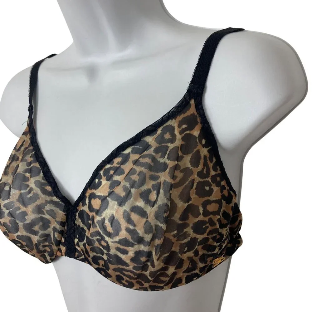 Gossard Glossies Leopard Sheer Molded Bra13101 32DDD Leopard Print Sheer - Picture 2 of 8